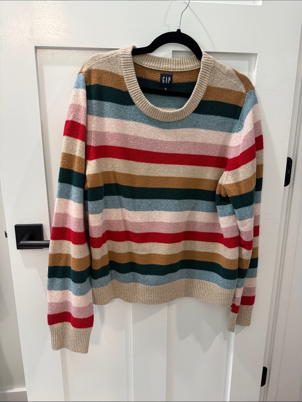 GAP Multicolor Striped Knit Sweater in Cream, Red, Teal, Mustard, Pink